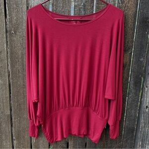Caraucci Roma Dolman Sleeve Top NWOT In Scarlet Red Sz S/M